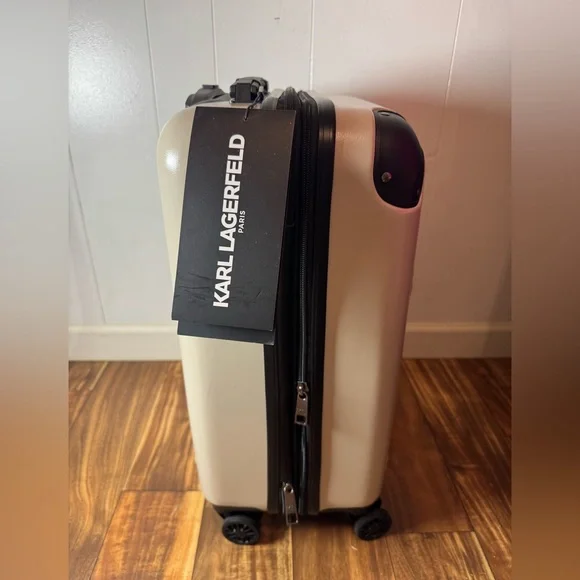 Karl Lagerfeld Cream Suitcase with Black Accents - Picture 2 of 5